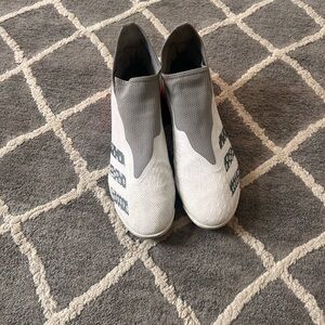 Gray and White Slip-On Soccer indoor shoes
